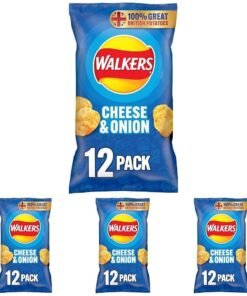 Walkers Cheese and Onion Vegetarian Multipack Crisps, Ideal for Lunch and Snacking 48X25 g
